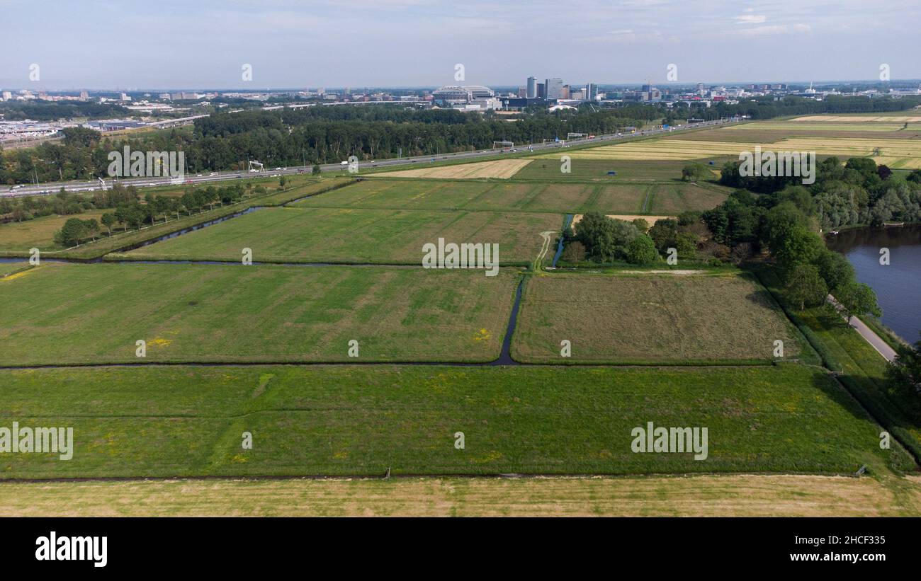 Paesi Bassi, Olanda, Amsterdam Zuid, 2021-06-04. Vista aerea del sud di Amsterdam. Paesi Bassi. Fotografia di Martin Bertrand. Pays-Bas, Hol Foto Stock