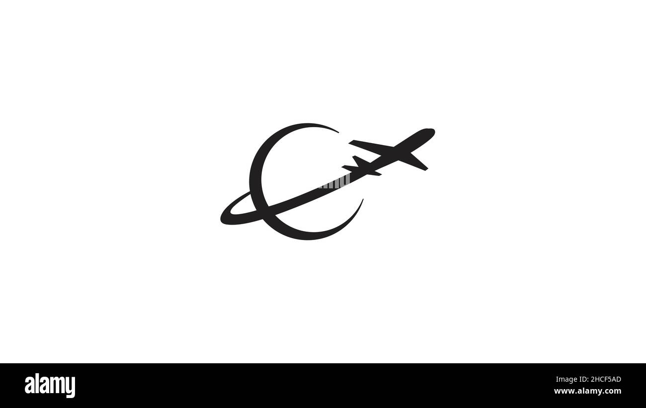 Disegno vettoriale del logo del simbolo di viaggio creativo dell'aeroplano Illustrazione Vettoriale