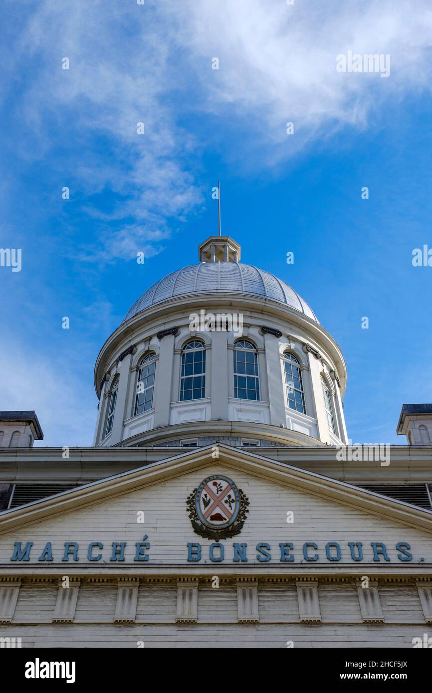 Facciata di Marché Bonsecours, mercato Bonsecours, sito storico nazionale del Canada, Rue Saint-Paul e, Vieux Montreal, Quebec, Canada Foto Stock