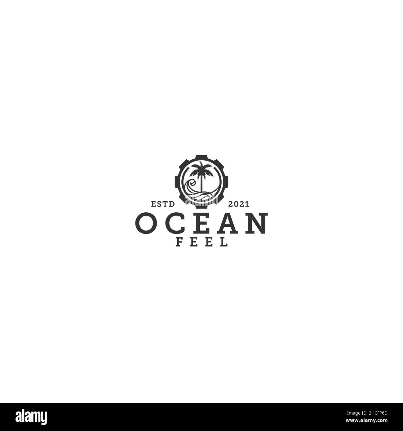 Design minimalista con logo di bellezza Ocean Feel Illustrazione Vettoriale