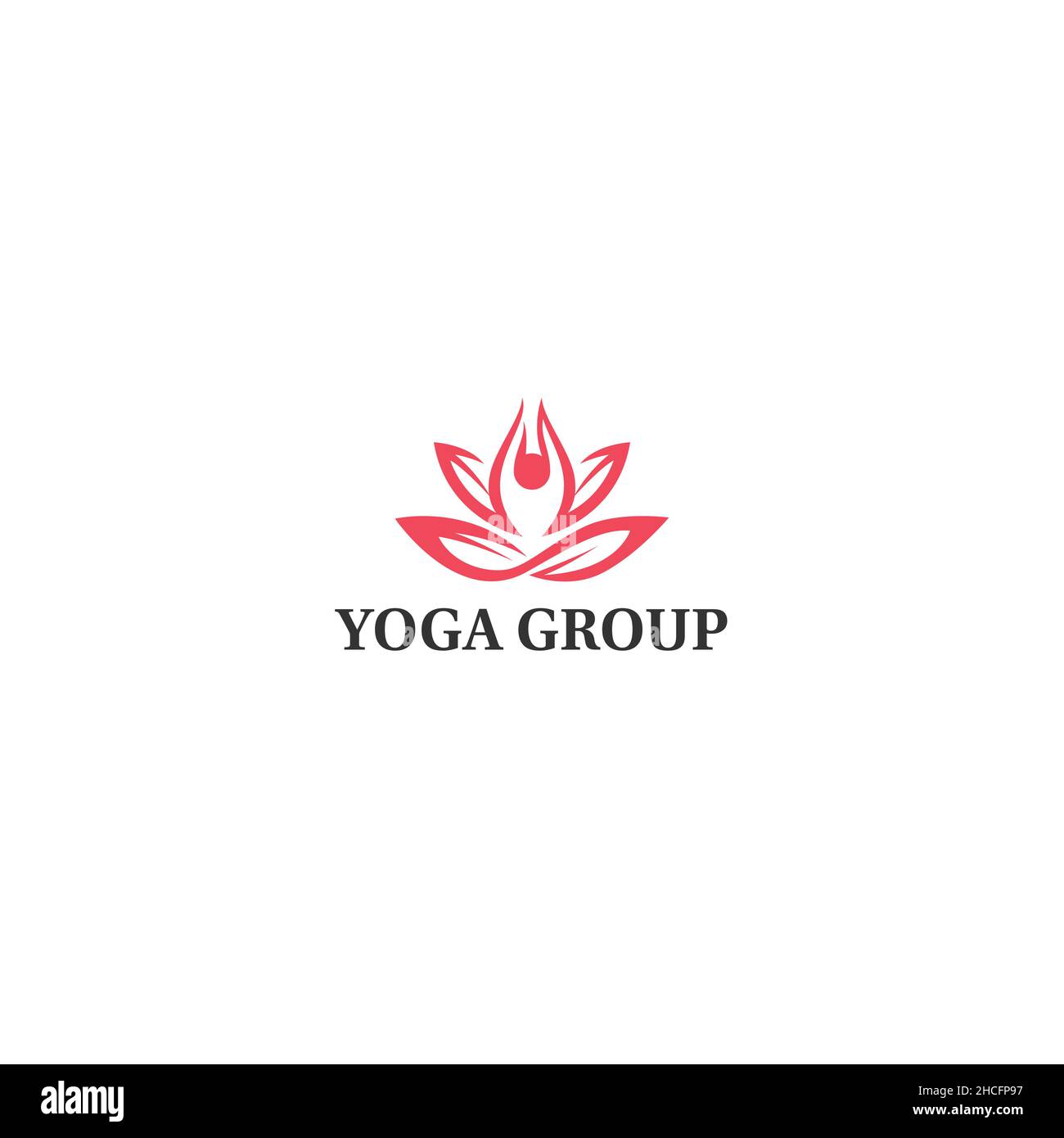 Design minimalista Yoga Group design con logo floreale Illustrazione Vettoriale