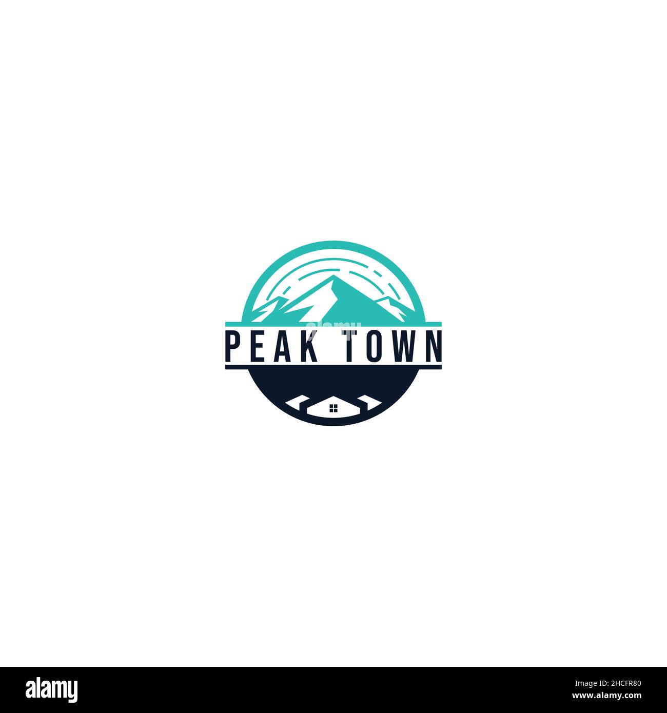 Design moderno, design piatto colorato Peak Town logo Illustrazione Vettoriale