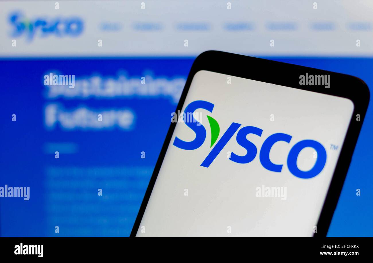 Brasile. 28th Dic 2021. In questa figura è illustrato il logo Sysco Corporation visualizzato sullo smartphone. (Foto di Rafael Henrique/SOPA Images/Sipa USA) Credit: Sipa USA/Alamy Live News Foto Stock