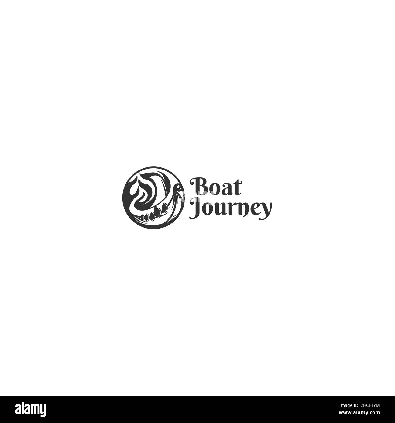 Design minimalista Boat Journey Travel logo design Illustrazione Vettoriale