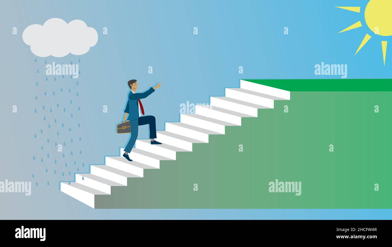 Lascia piovosi e posti negativi e vai per lo sviluppo sano e il cambiamento. Dimensione 16:9. Illustrazione vettoriale. Illustrazione Vettoriale