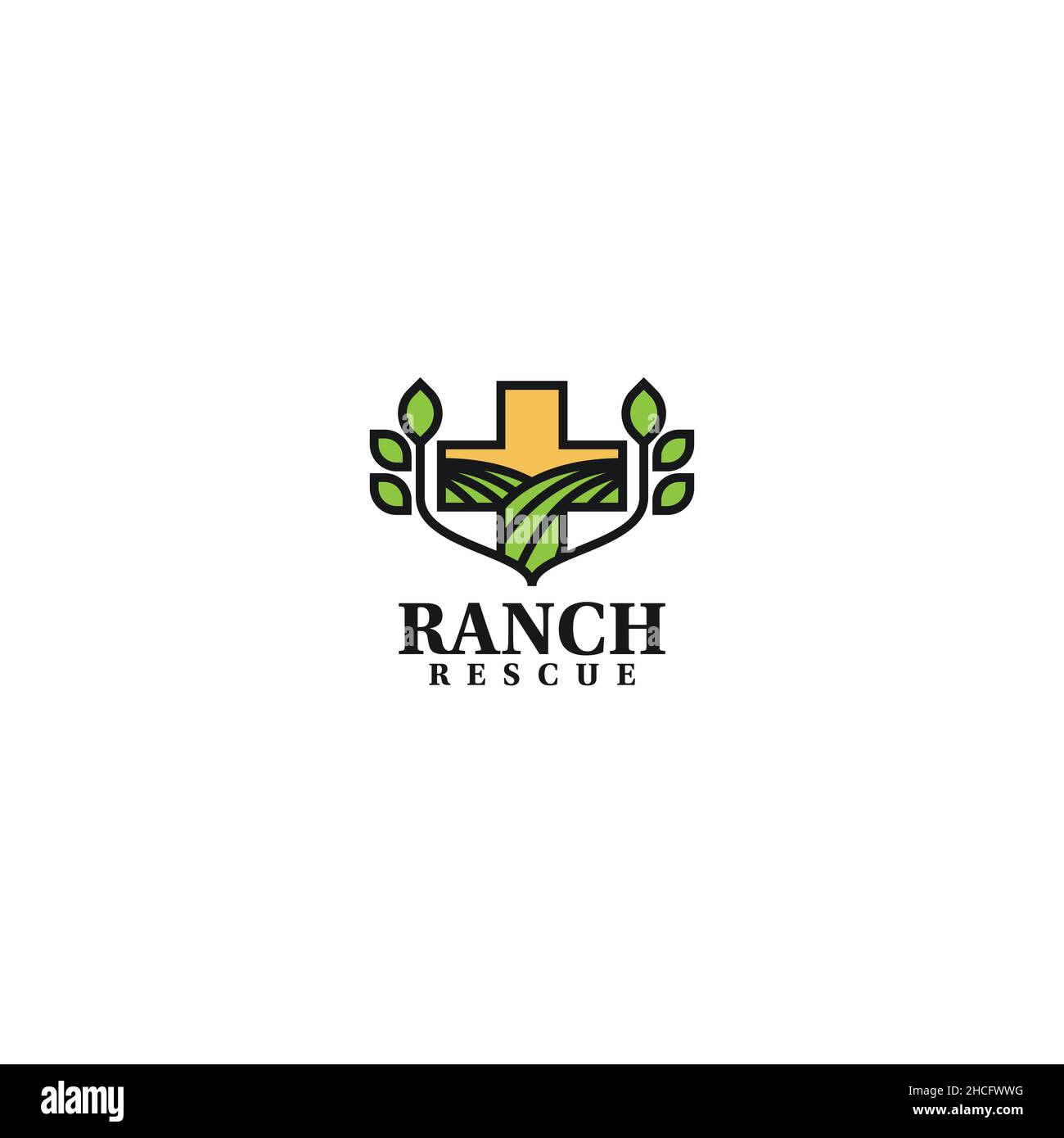 Design moderno Ranch Rescue Protect logo design Illustrazione Vettoriale