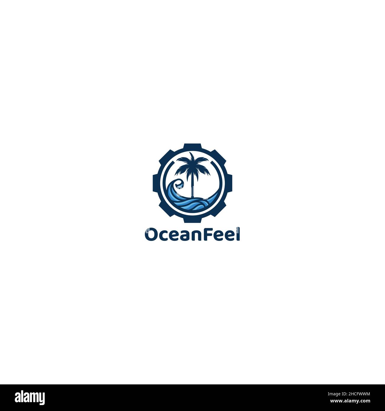 Design minimalista con logo di bellezza Ocean Feel Illustrazione Vettoriale