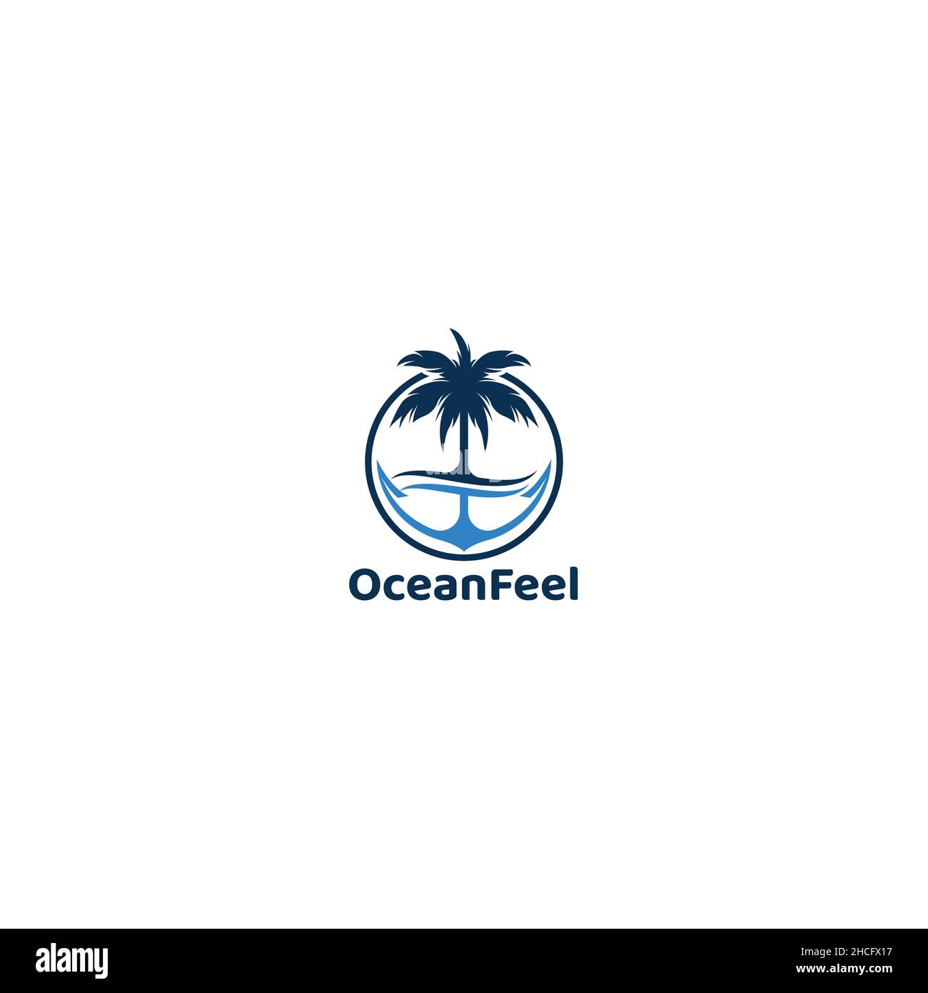 Design minimalista con logo di bellezza Ocean Feel Illustrazione Vettoriale