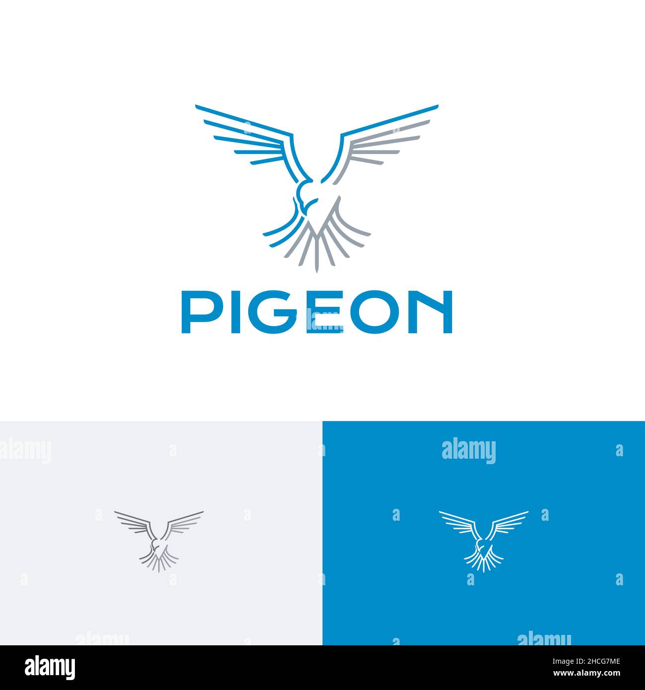 Pigeon dove uccello Flying Wings libertà linea di pace Abstract Logo Illustrazione Vettoriale