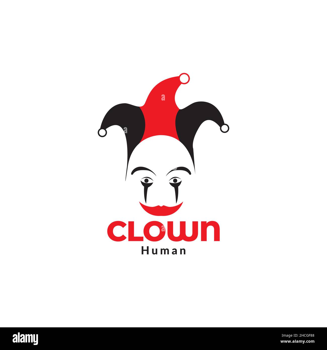 clown faccia triste felice logo disegno vettore grafico simbolo icona segno illustrazione idea creativa Illustrazione Vettoriale