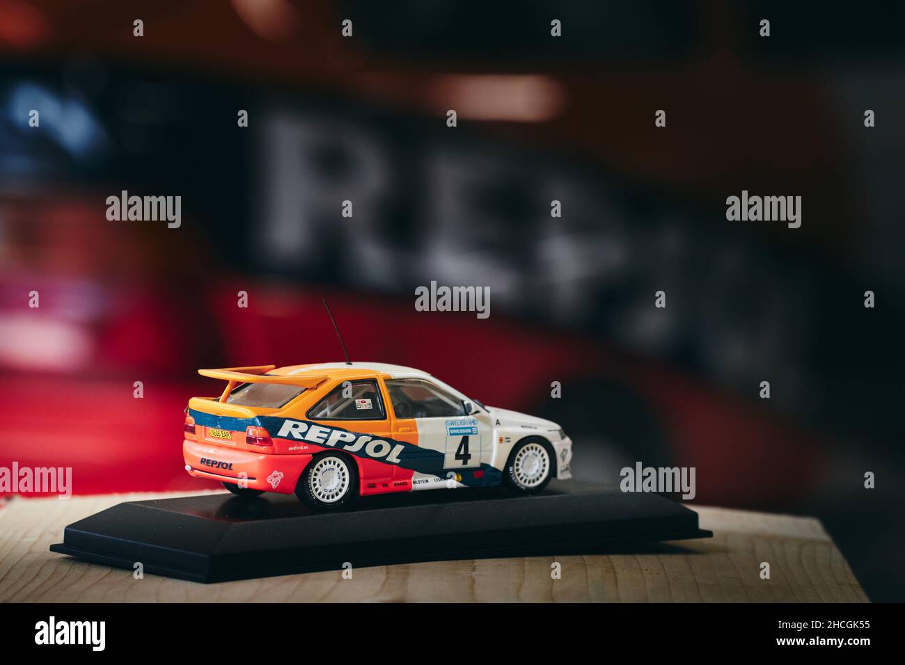 Primo piano di un modello giocattolo di un'auto Ford Cosworth Foto Stock