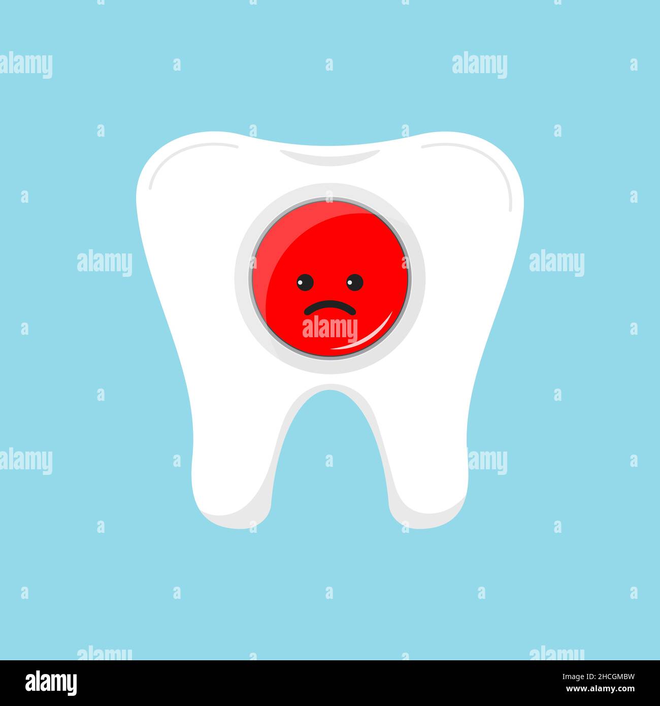Dente con icona del tasso di feedback rosso negativo. Illustrazione Vettoriale