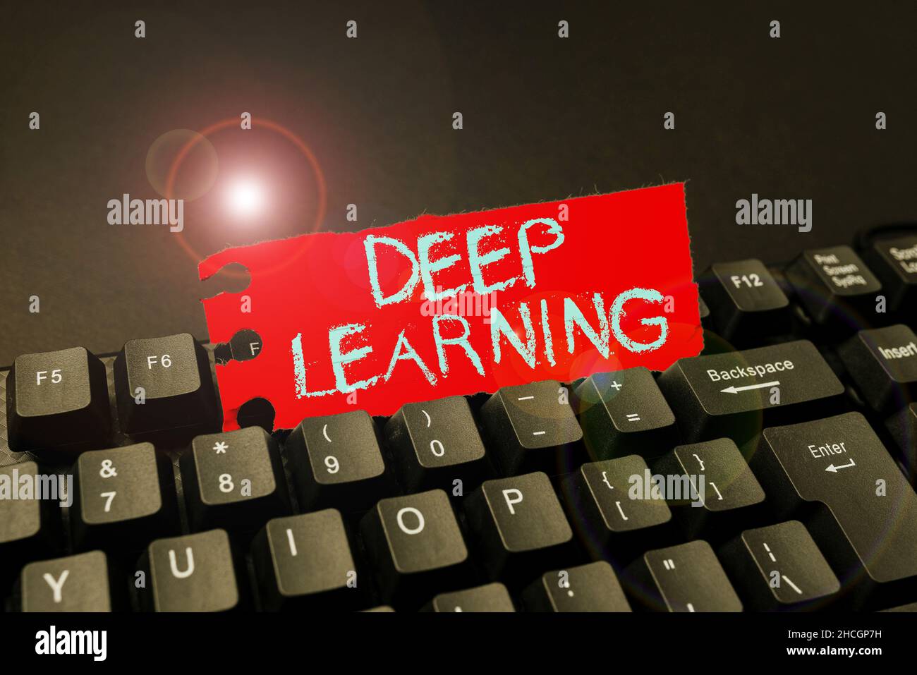 Scrittura a mano testo Deep Learning. Foto concettuali astrazioni gerarchiche algoritmo di intelligenza artificiale scrittura Ricerca online analisi del testo Foto Stock