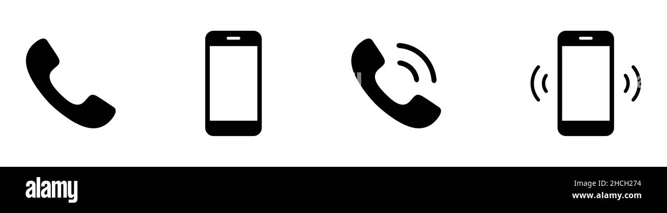 Suonerie telefoni icona Set design semplice Illustrazione Vettoriale