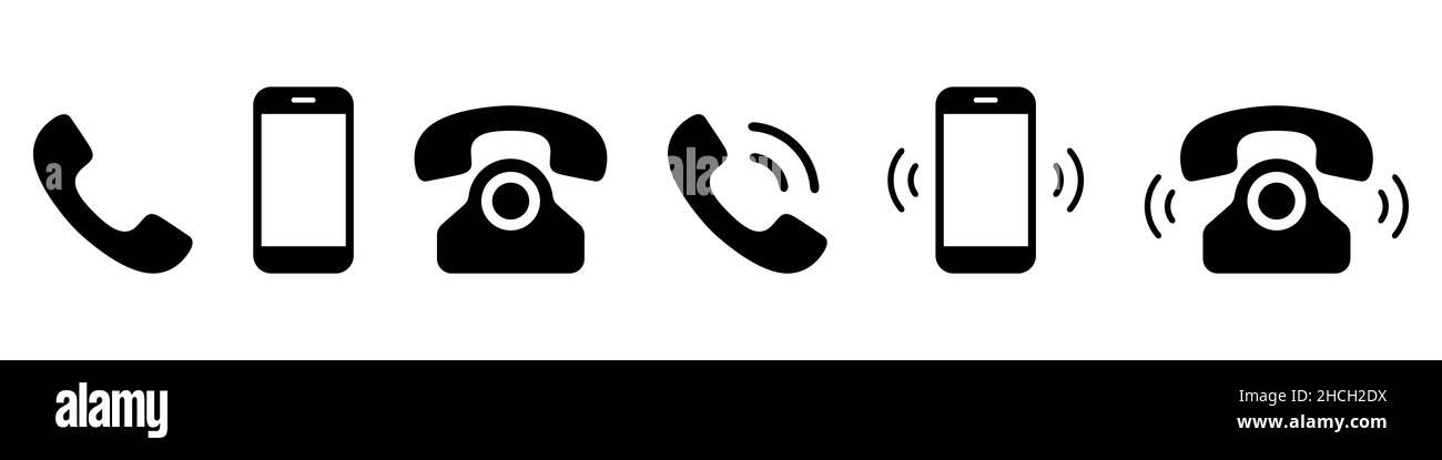 Suonerie telefoni icona Set design semplice Illustrazione Vettoriale
