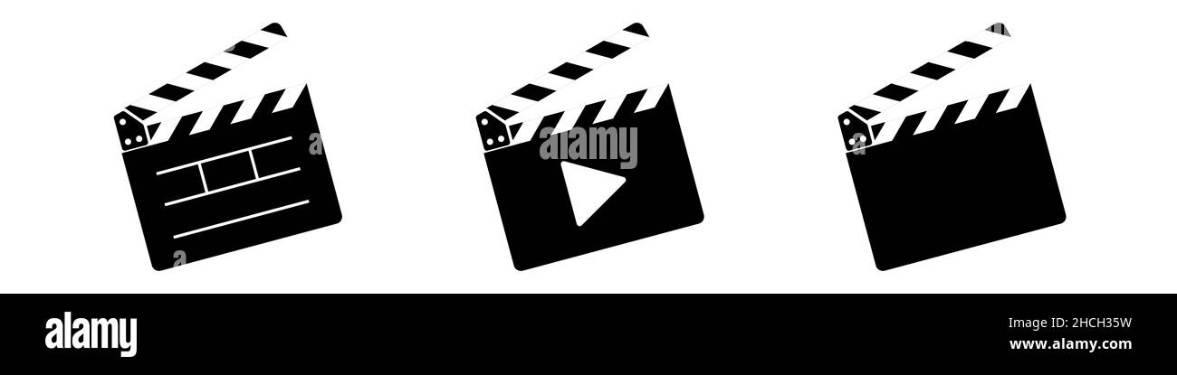 Pannello a clapper icona Set design semplice Illustrazione Vettoriale