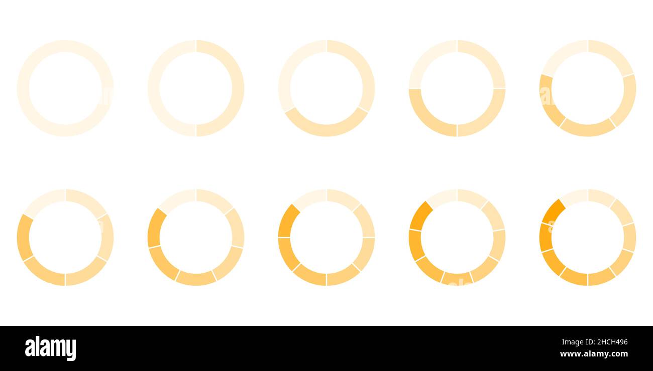 Set di icone del grafico circolare del segmento 1-10 Illustrazione Vettoriale