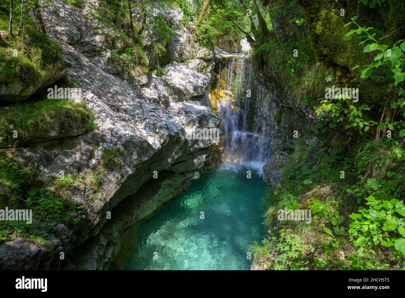 Cascata Rio Repepeit, CHIUSAFORTE, Provincia di Udine, Italia Foto Stock