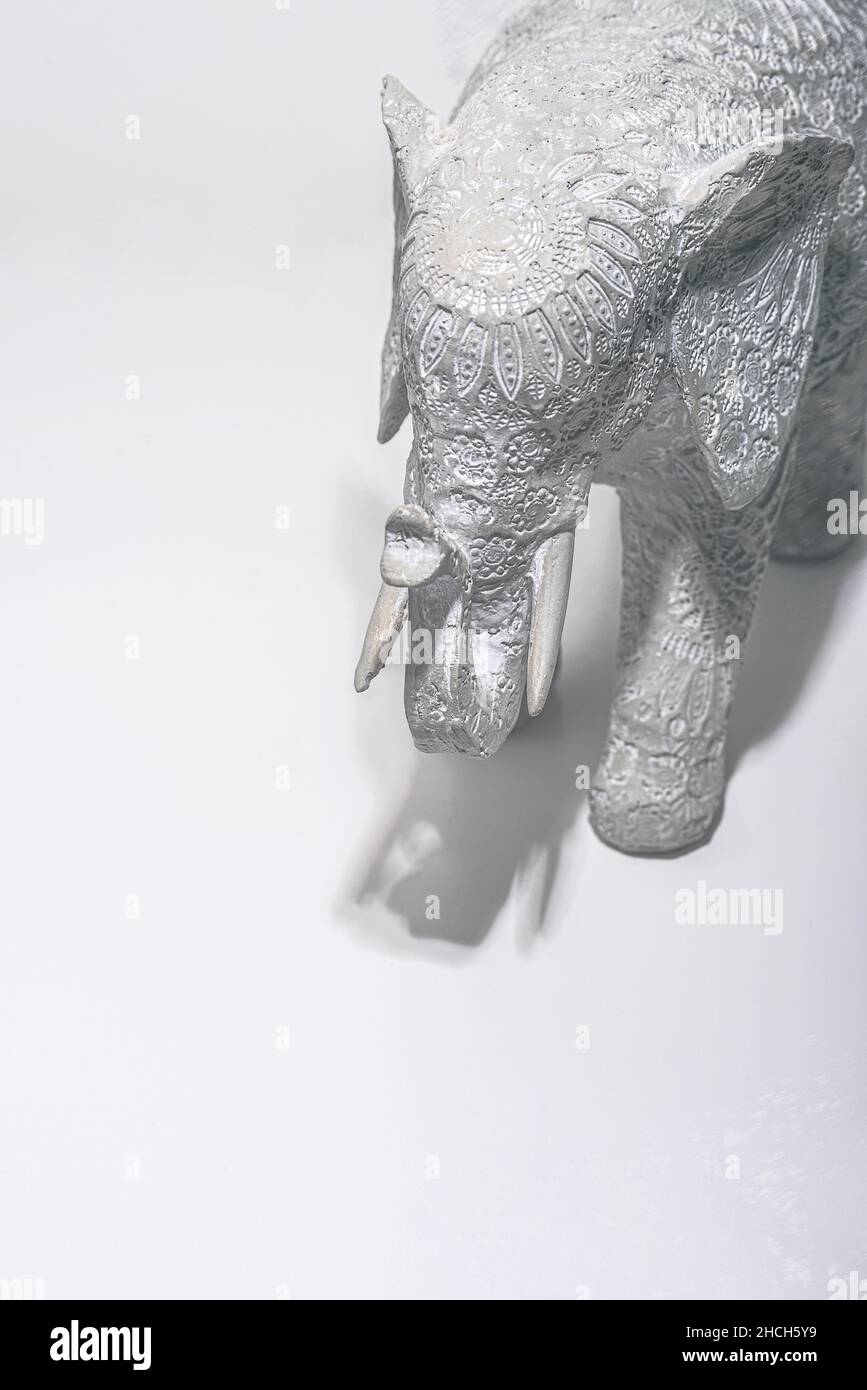 Elefante su sfondo bianco orizzontale Foto Stock