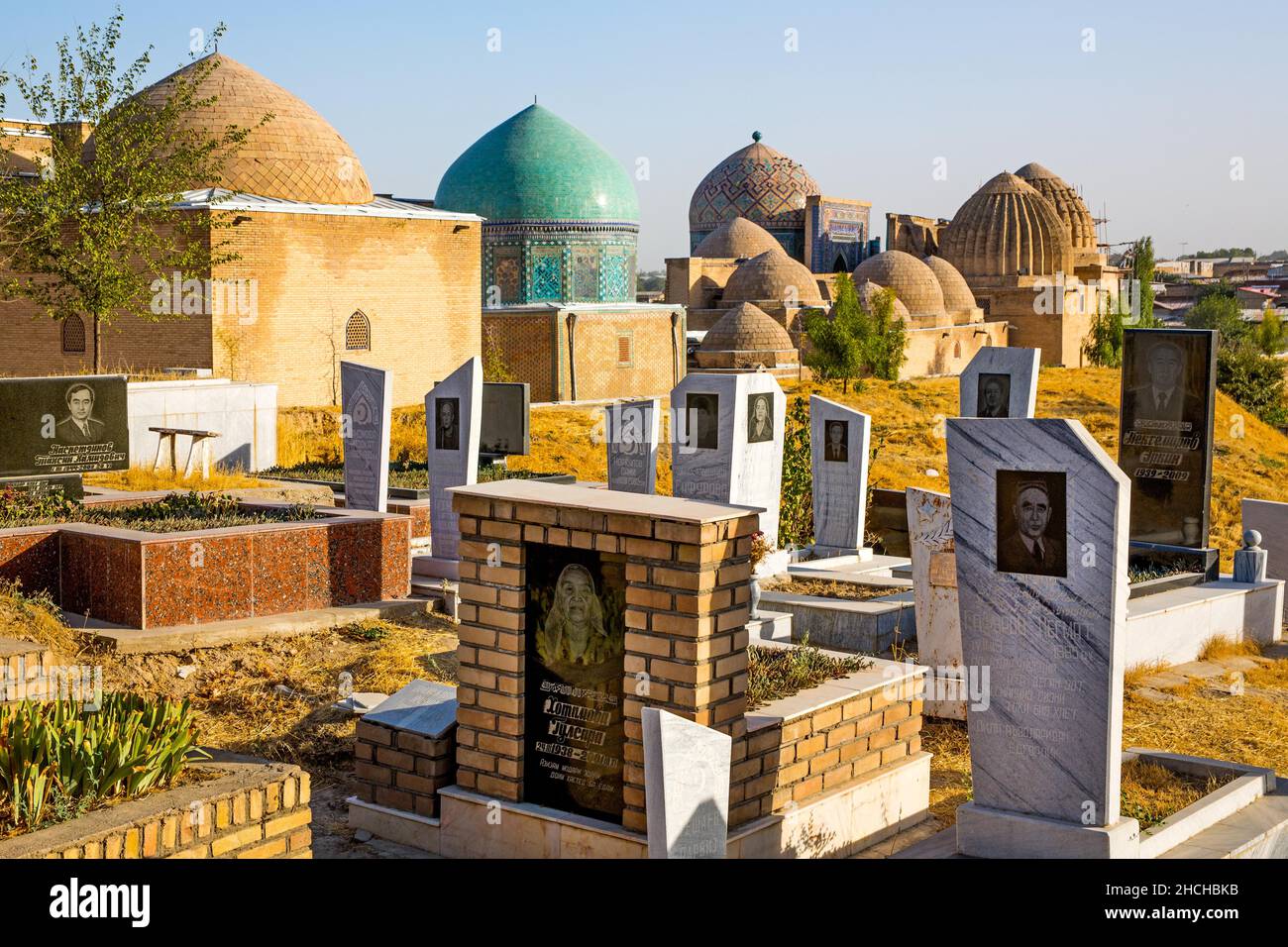 Cimitero di Mulim, Shohizinda, via funeraria di 11 mausolei, Samarcanda, Uzbekistan, Samarcanda, Uzbekistan Foto Stock