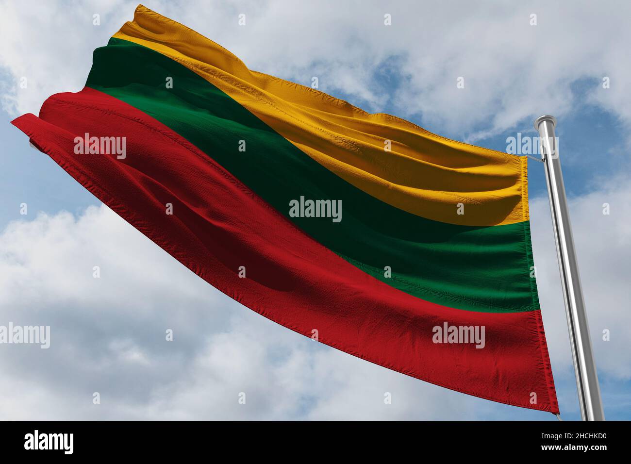 Grande bandiera DELLA LITUANIA che sventola nel vento Foto Stock