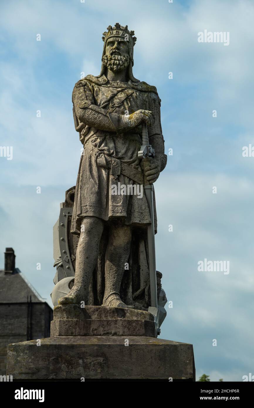 Statua del re Robert the Bruce al castello di Stirling, Scozia Foto Stock