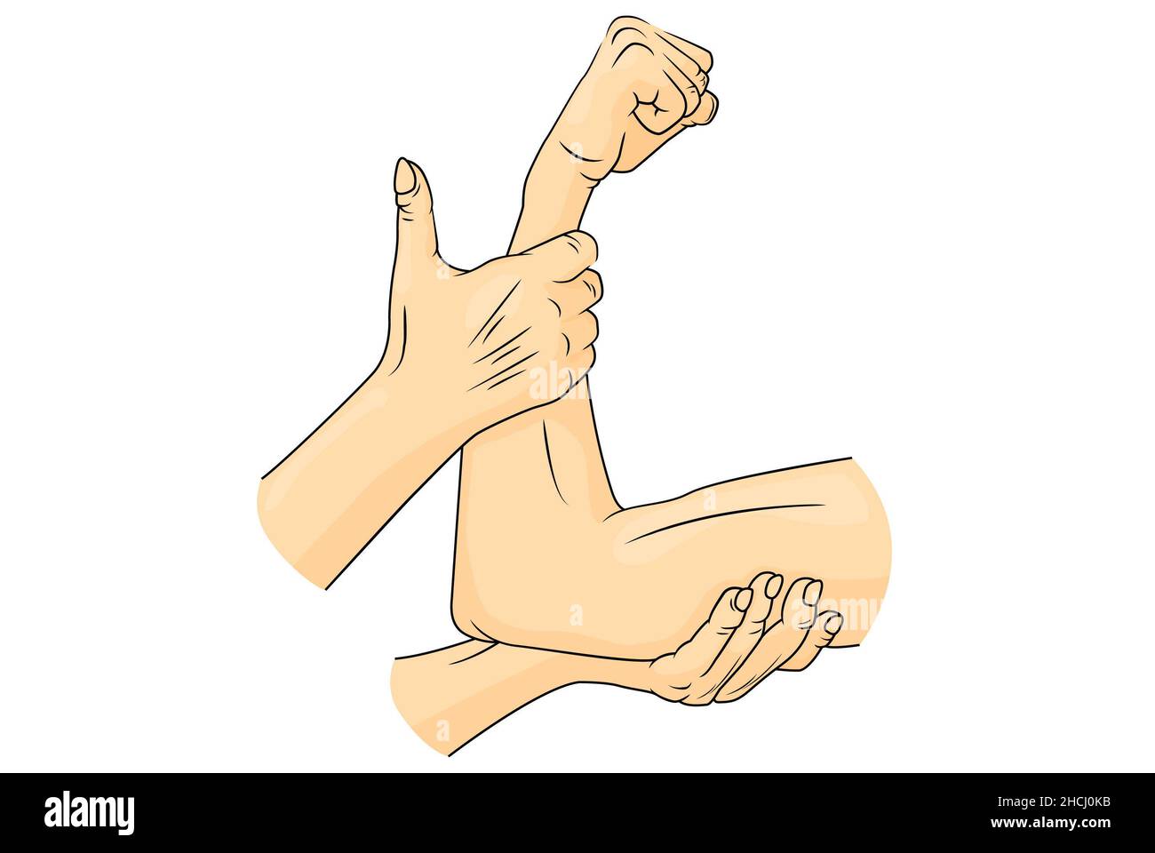 Valutazione neurologica (esame) del tono muscolare attivo. Esame del sistema del motore. Foto Stock