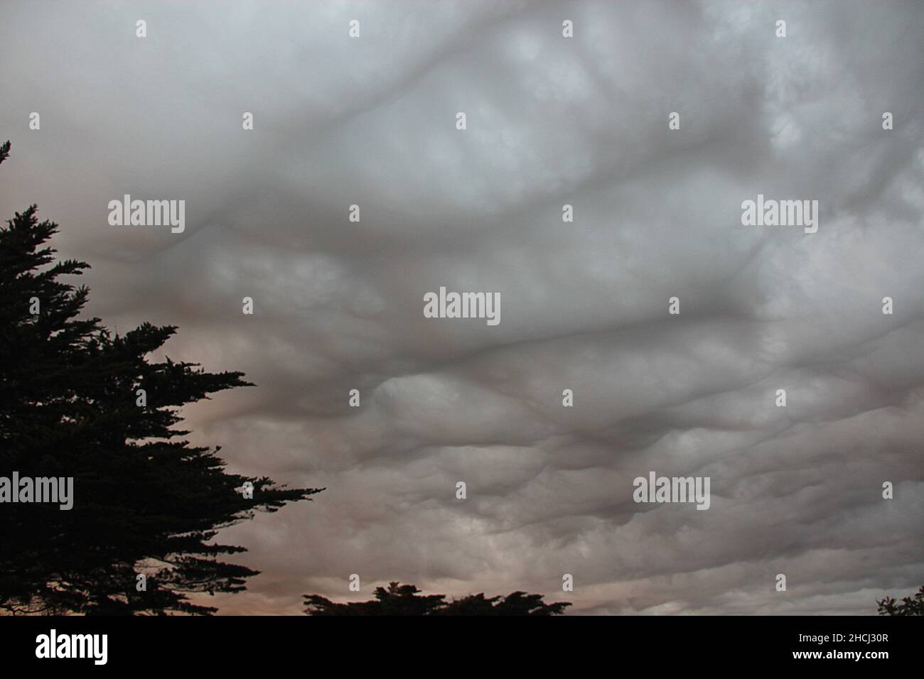 Formazioni di nuvole di tempesta al tramonto Foto Stock