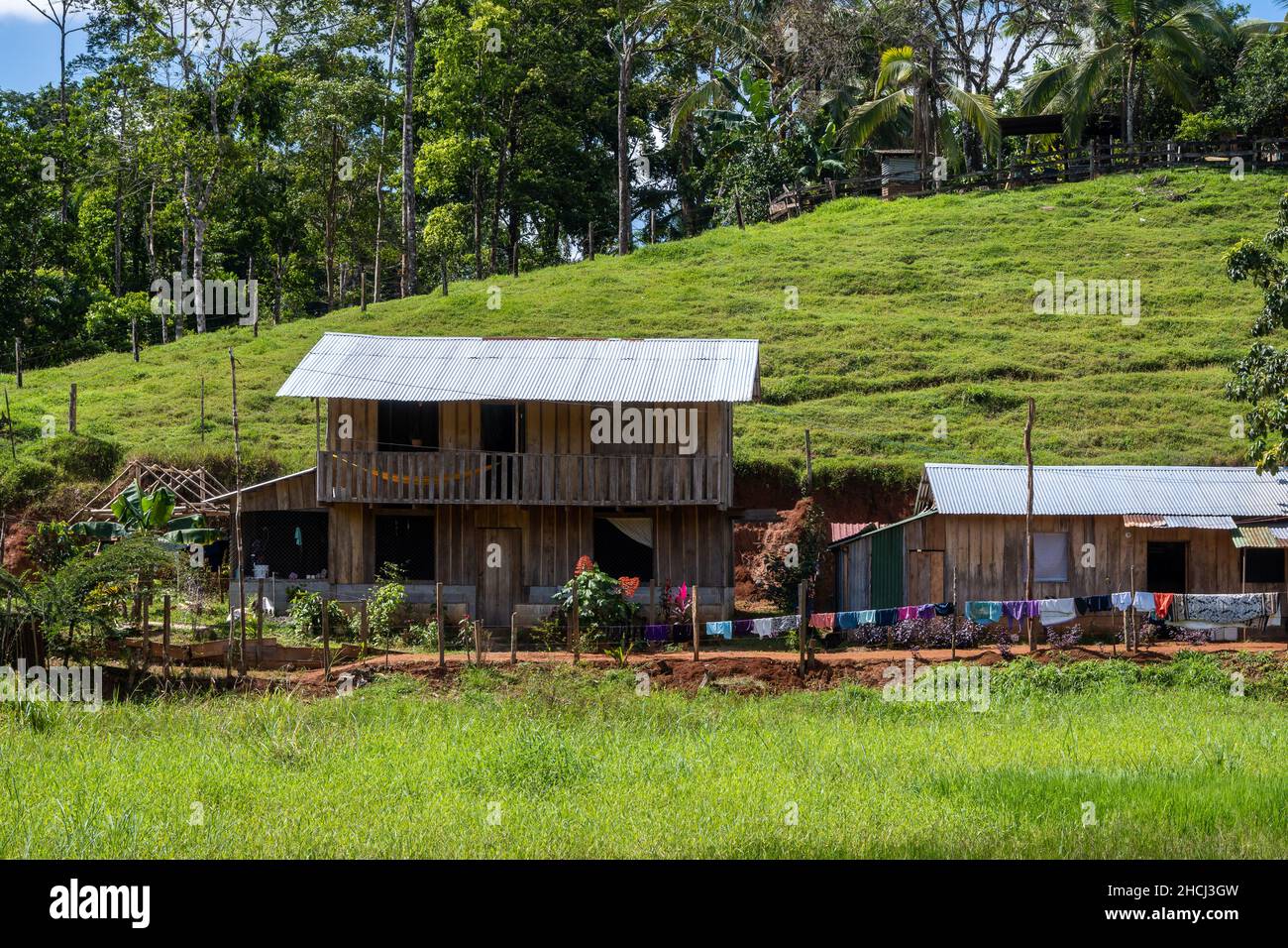 Una casa colonica in Costa Rica rurale, America Centrale. Foto Stock