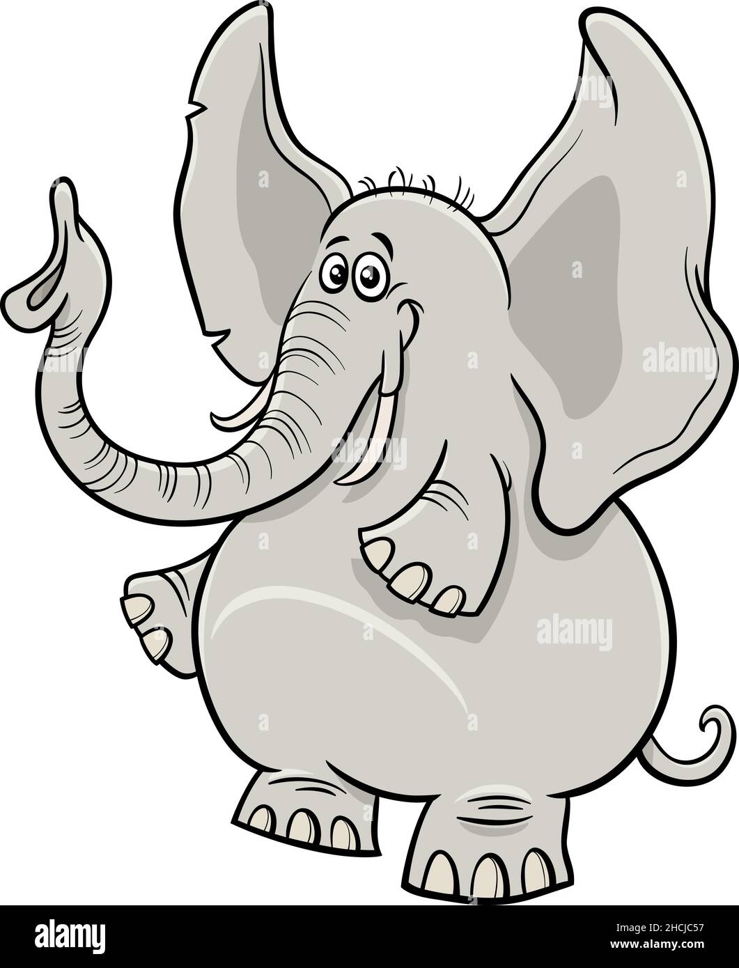 Illustrazione cartoon di divertente elefante africano carattere animale Illustrazione Vettoriale