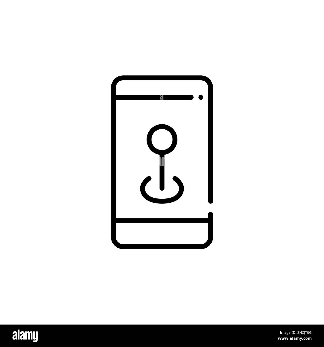 Pin di posizione su uno smartphone. Icona tratto modificabile pixel Perfect Illustrazione Vettoriale