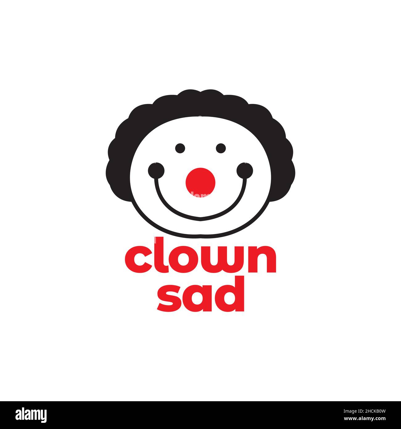 clown triste sensazione e sorriso volto logo disegno vettore grafico simbolo icona segno illustrazione idea creativa Illustrazione Vettoriale