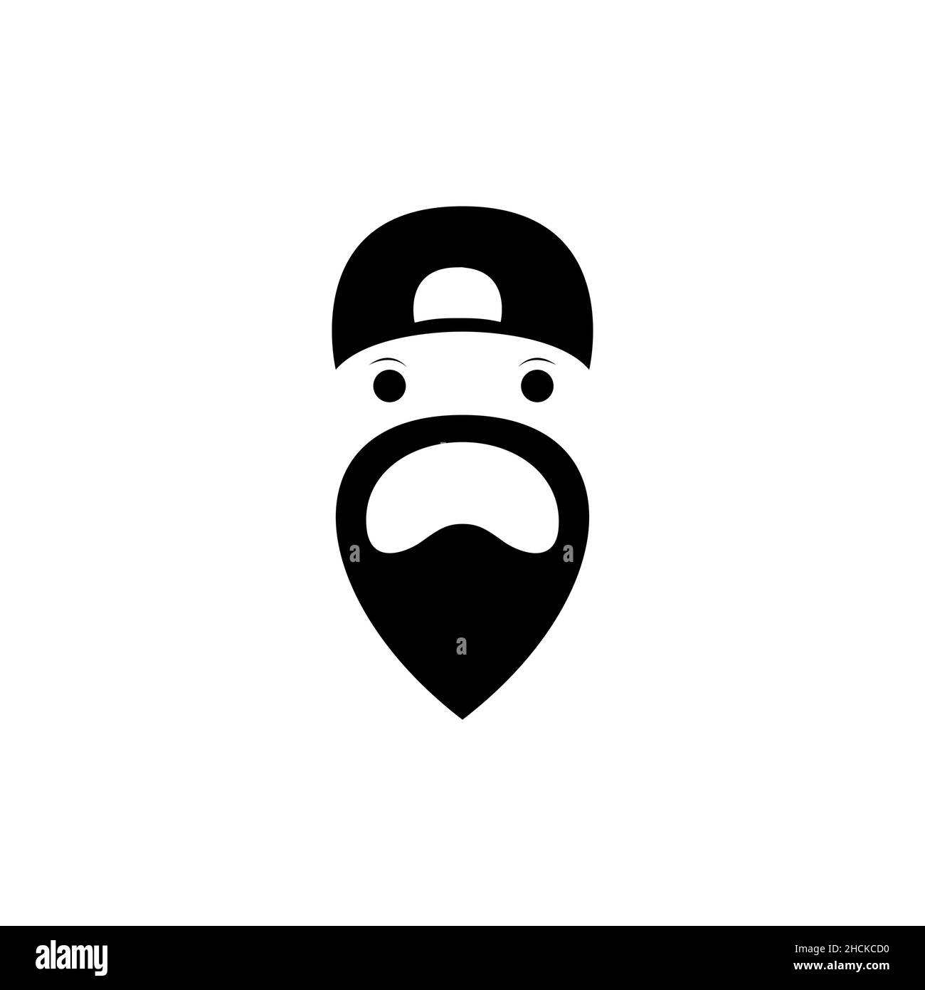 faccia dell'uomo fredda con la barba delusa il disegno del marchio vettore grafico simbolo icona segno illustrazione idea creativa Illustrazione Vettoriale
