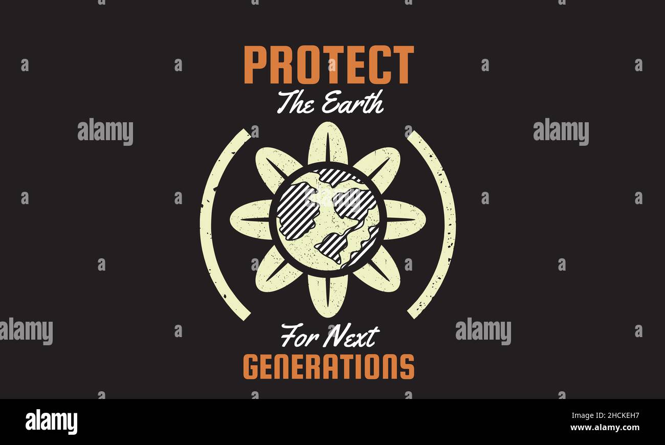 proteggere la terra per la prossima generazione fiore terra giorno modello di testo monogramma Illustrazione Vettoriale