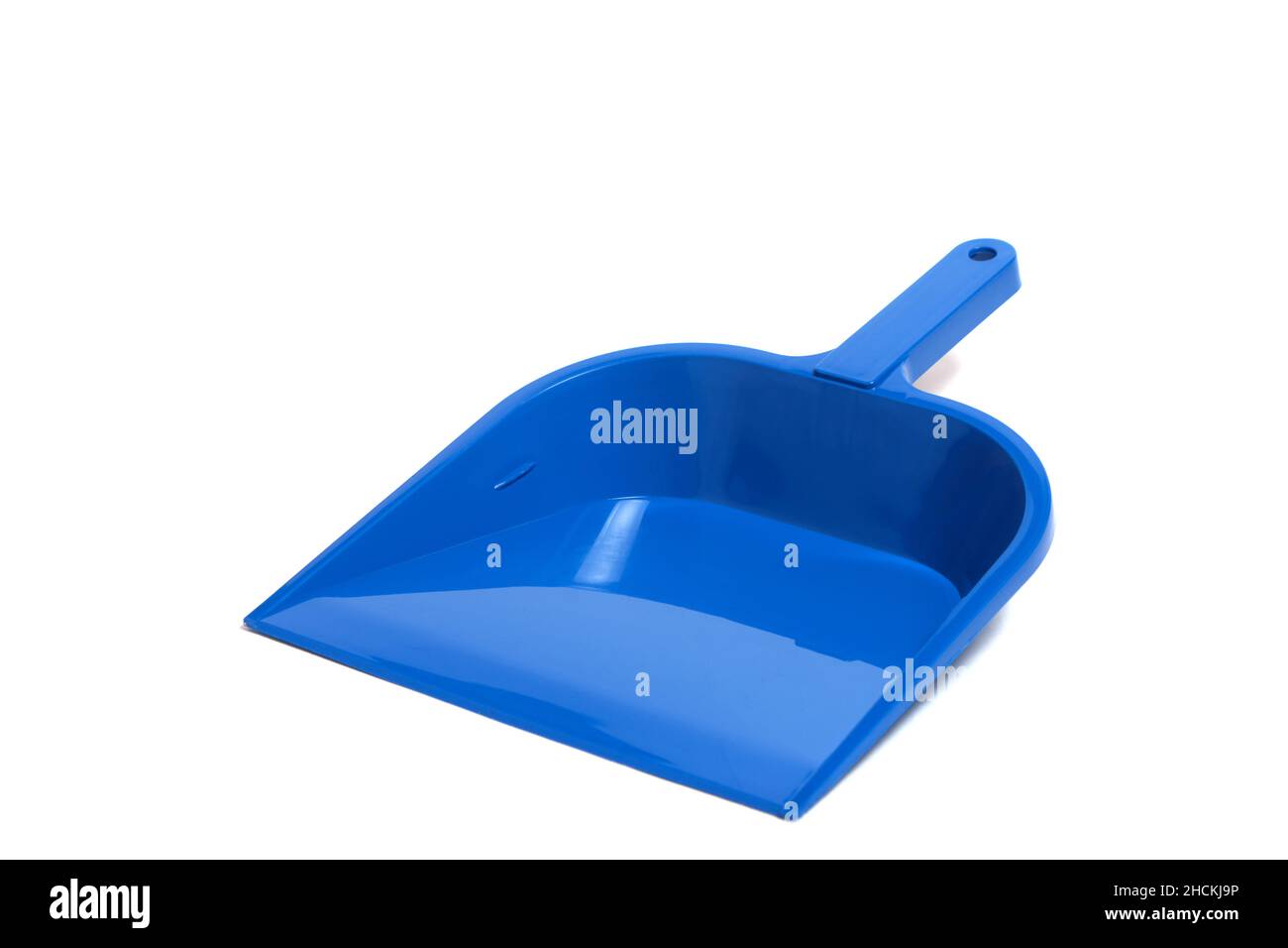 Paletta per la raccolta del colore blu spazzatura su sfondo bianco, isolare Foto Stock