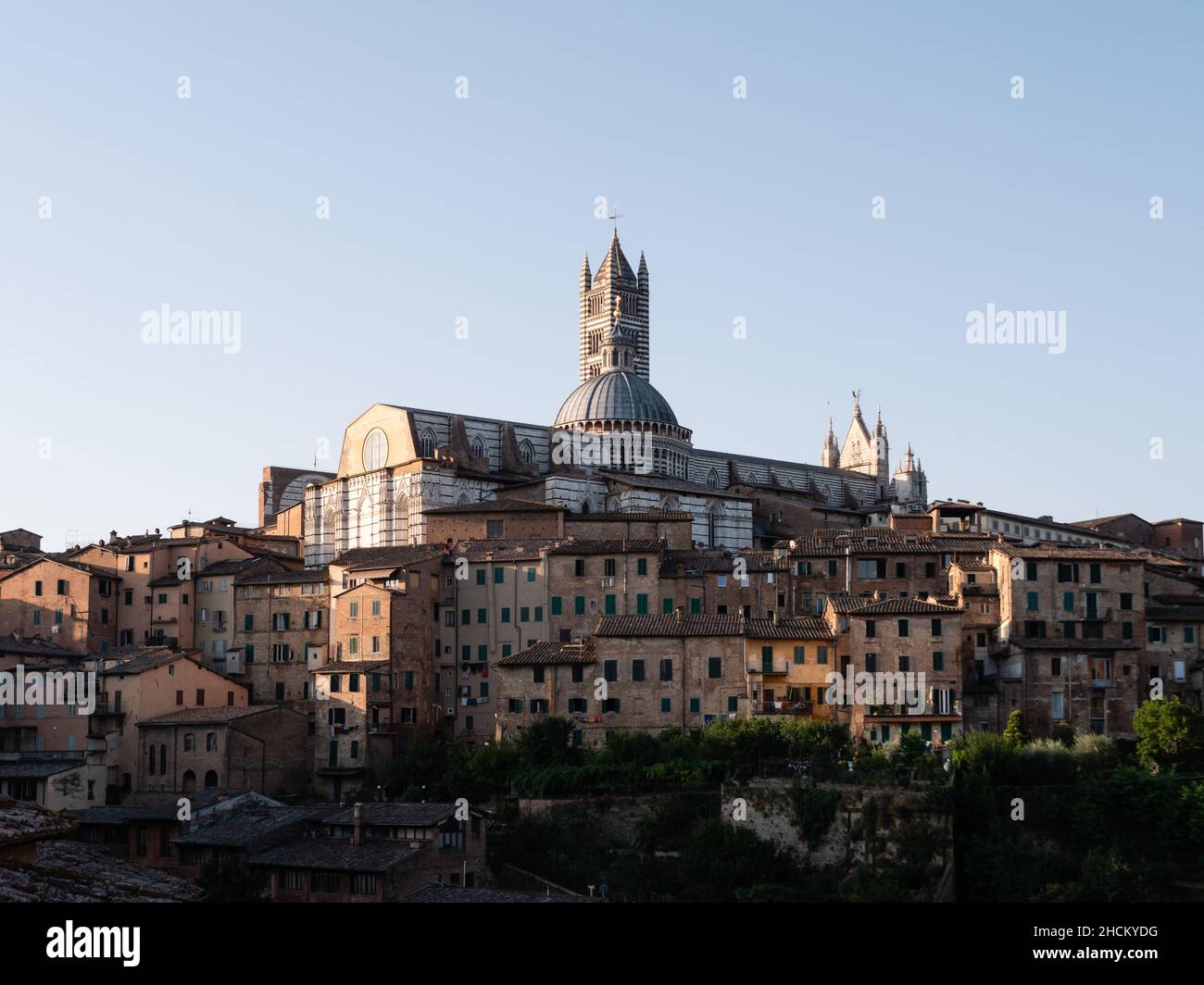 Duomo di Siena paesaggio urbano in Toscana o paesaggio urbano con Duomo di Siena Campanile Foto Stock