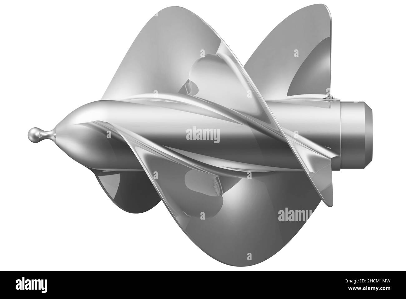 L'elica marina (elica a vite). Un'elica è un dispositivo meccanico che converte il moto rotatorio in spinta. Vista laterale. 3D illustrazione Foto Stock