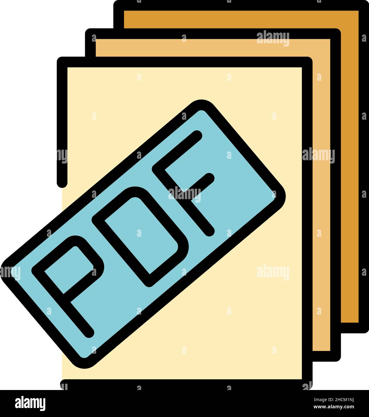Icona rapporto file PDF. Contorno file pdf rapporto vettore icona colore piatto isolato Illustrazione Vettoriale