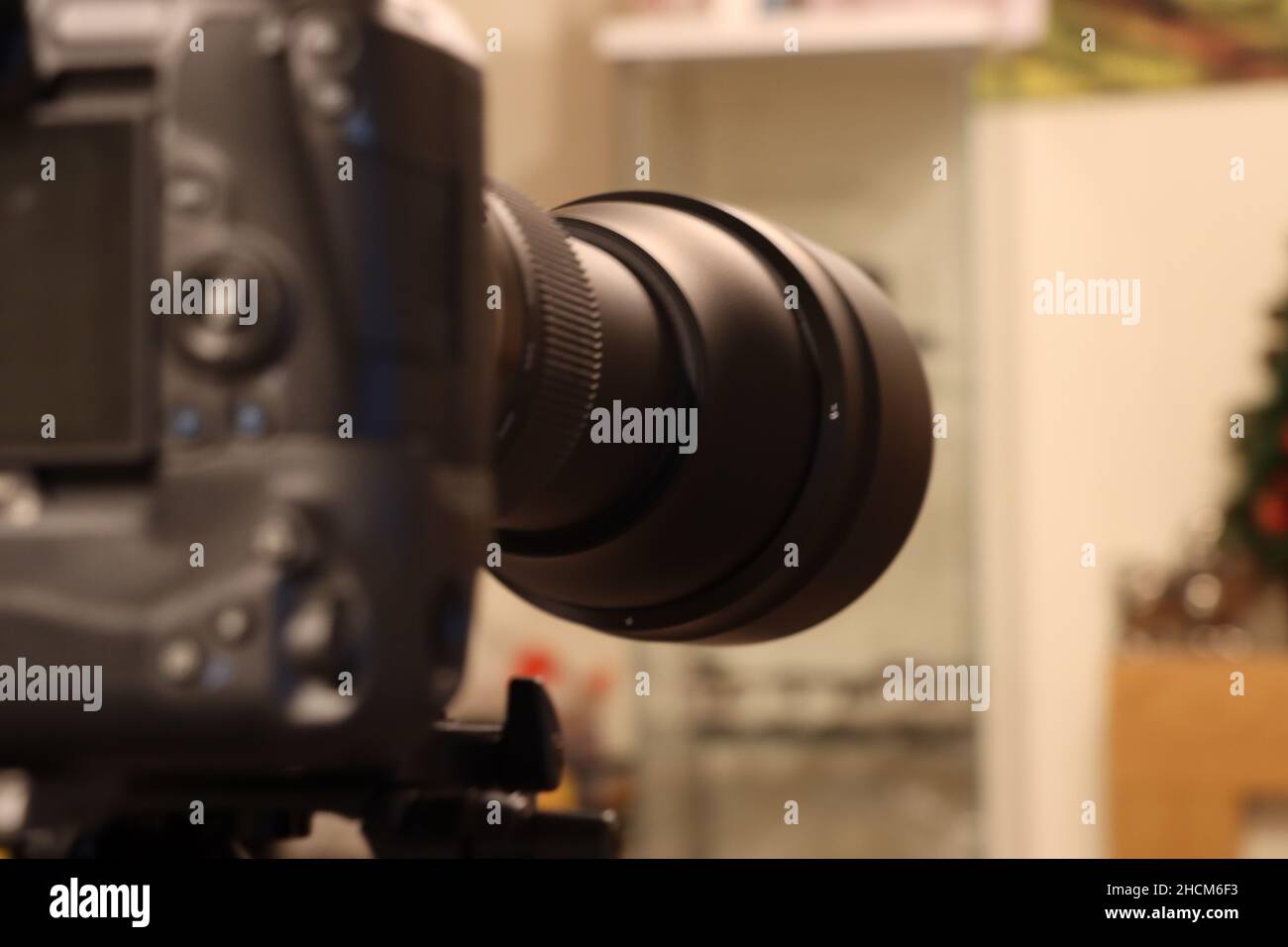 Back shot con messa a fuoco superficiale di una fotocamera Canon Sigma 150-600mm con uno sfondo sfocato a casa Foto Stock