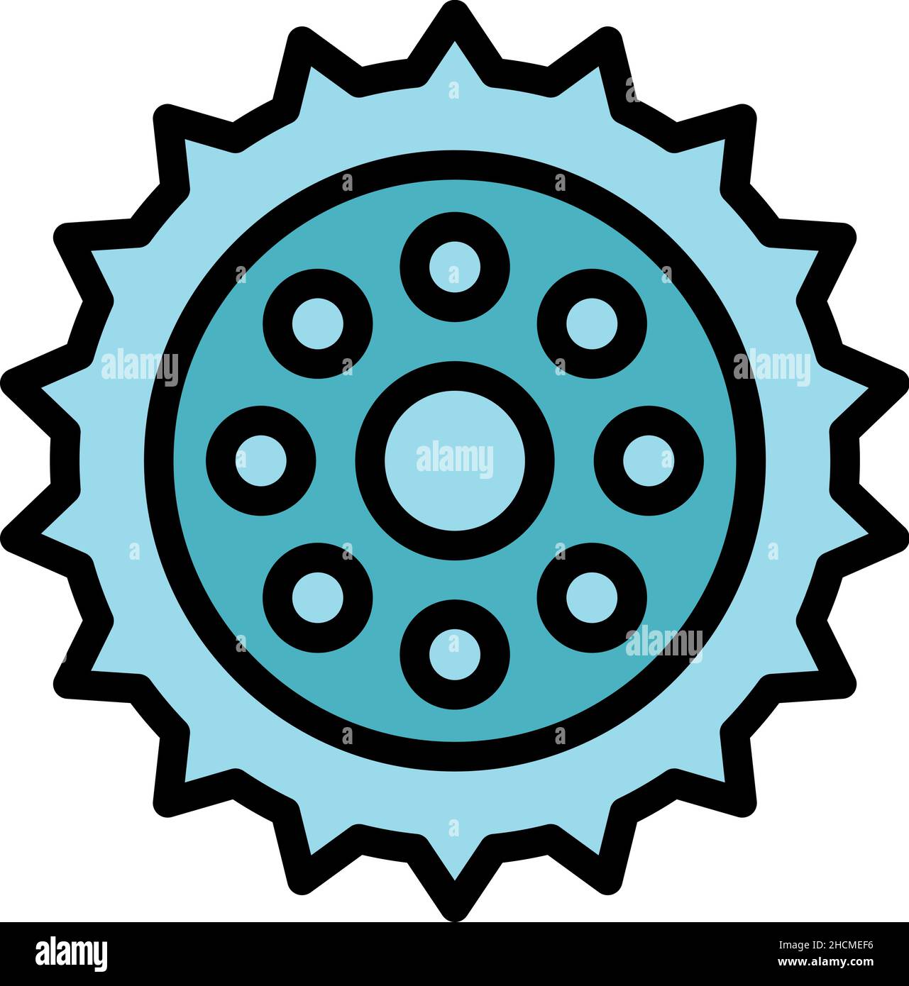 Icona dell'ingranaggio di riparazione della bicicletta. Profilo bicicletta riparazione pezzo di ingranaggio vettore icona colore piatto isolato Illustrazione Vettoriale