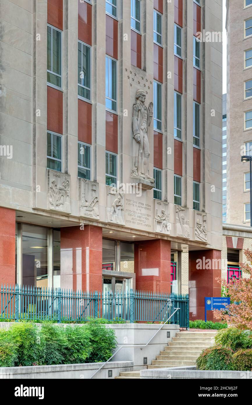 Thomas Jefferson Building, 1220 Bank Street, è l'ex edificio degli uffici Thomas Hunter Blanton, ora utilizzato dal governo del Commonwealth della Virginia. Foto Stock