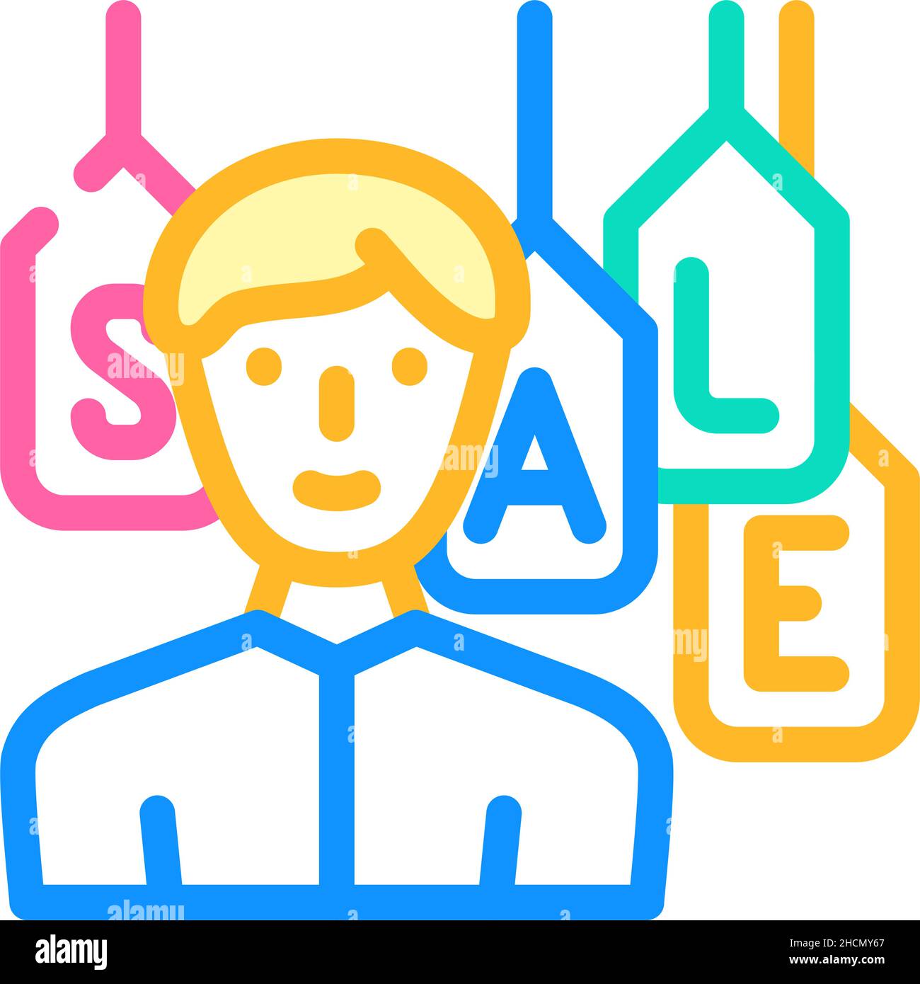 illustrazione vettoriale dell'icona di colore di sconto di stagione del negozio di vendita Illustrazione Vettoriale