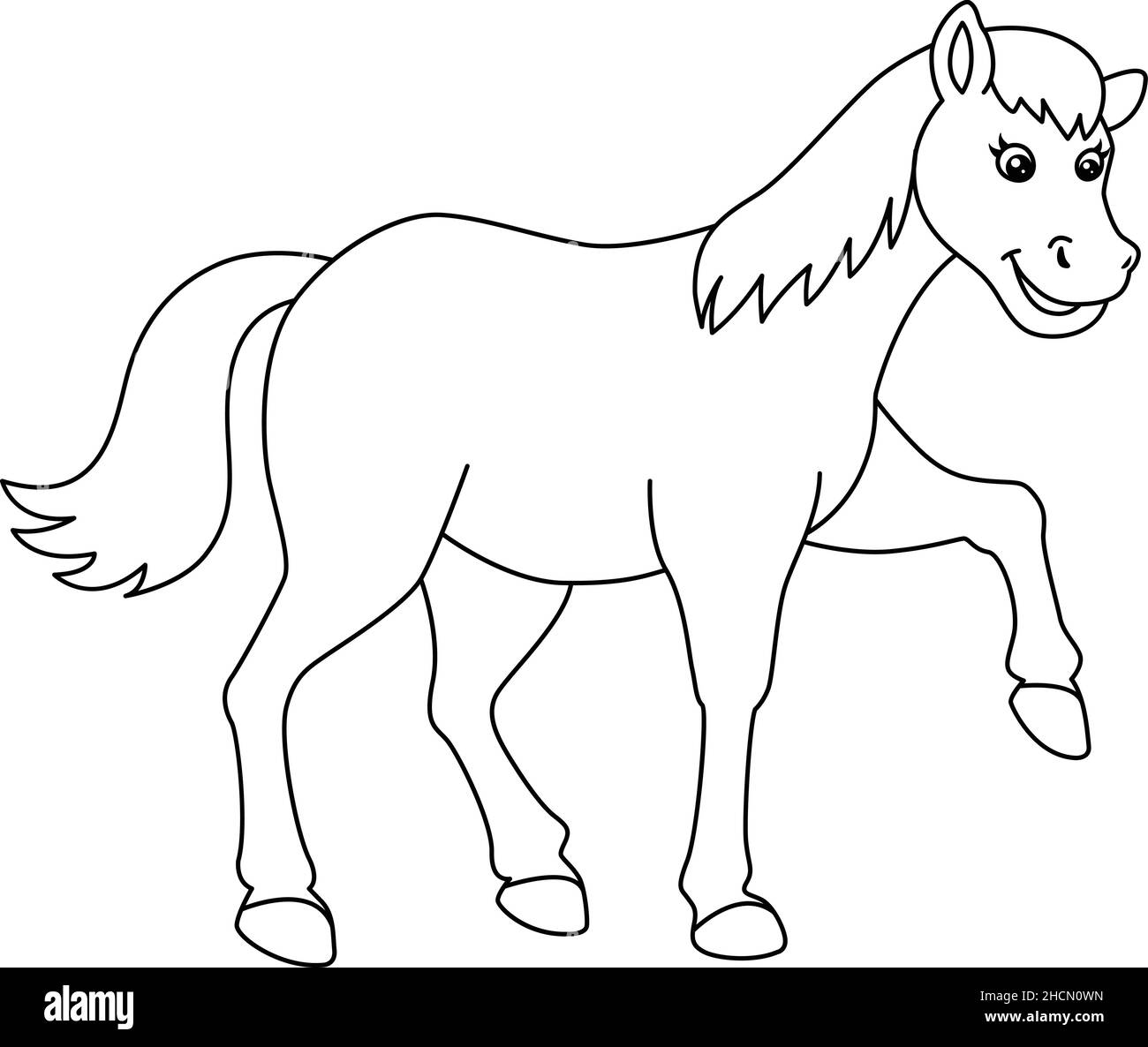 Horse Coloring Page isolato per i bambini Illustrazione Vettoriale