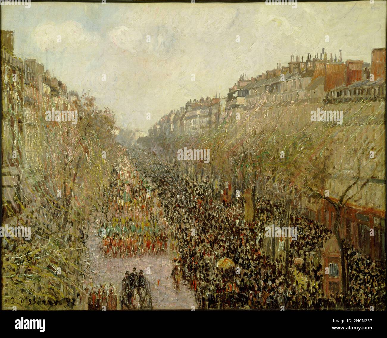 Il Boulevard Montmartre a Mardi Gras del pittore impressionista/post-impressionista francese Camille Pisarro Foto Stock