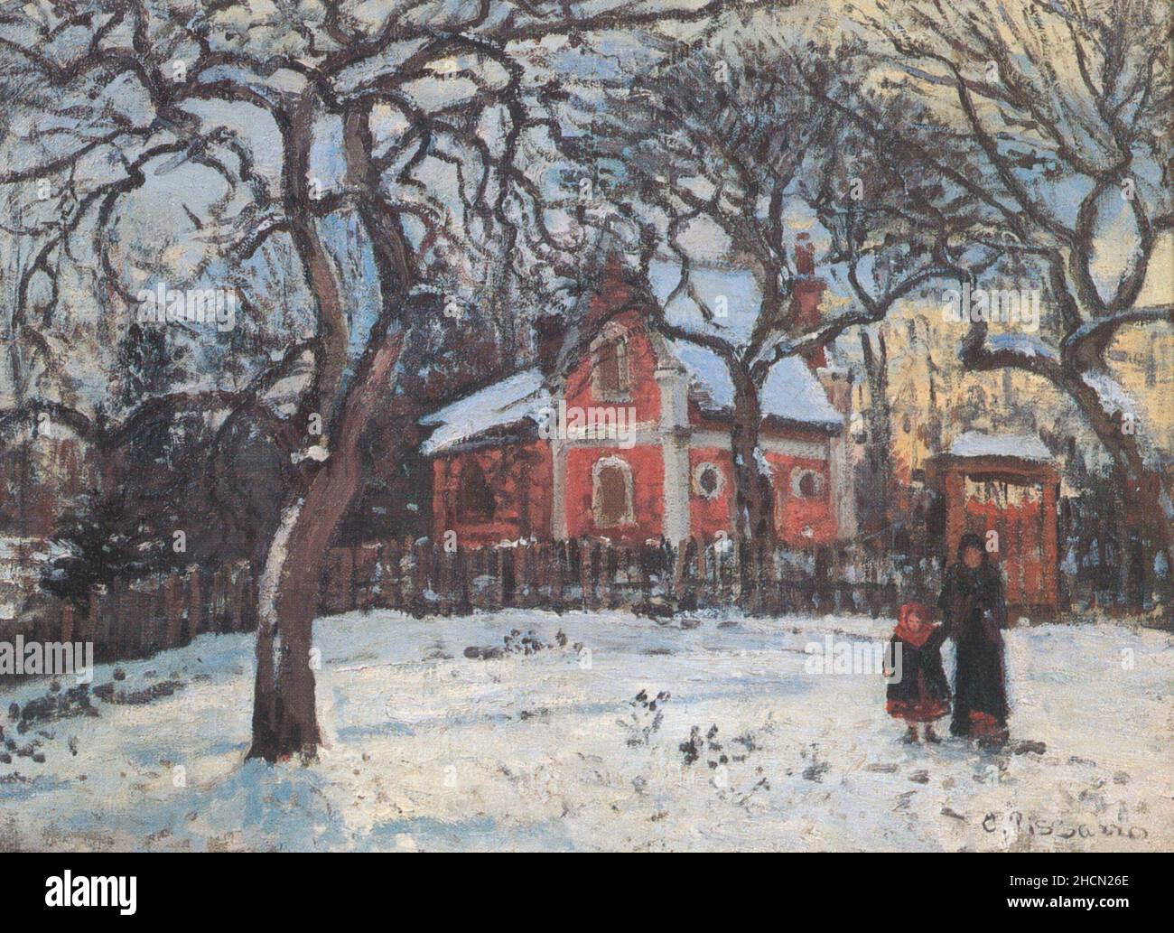 Castagni a Louveciennes dal pittore impressionista/post-impressionista francese Camille Pisarro Foto Stock