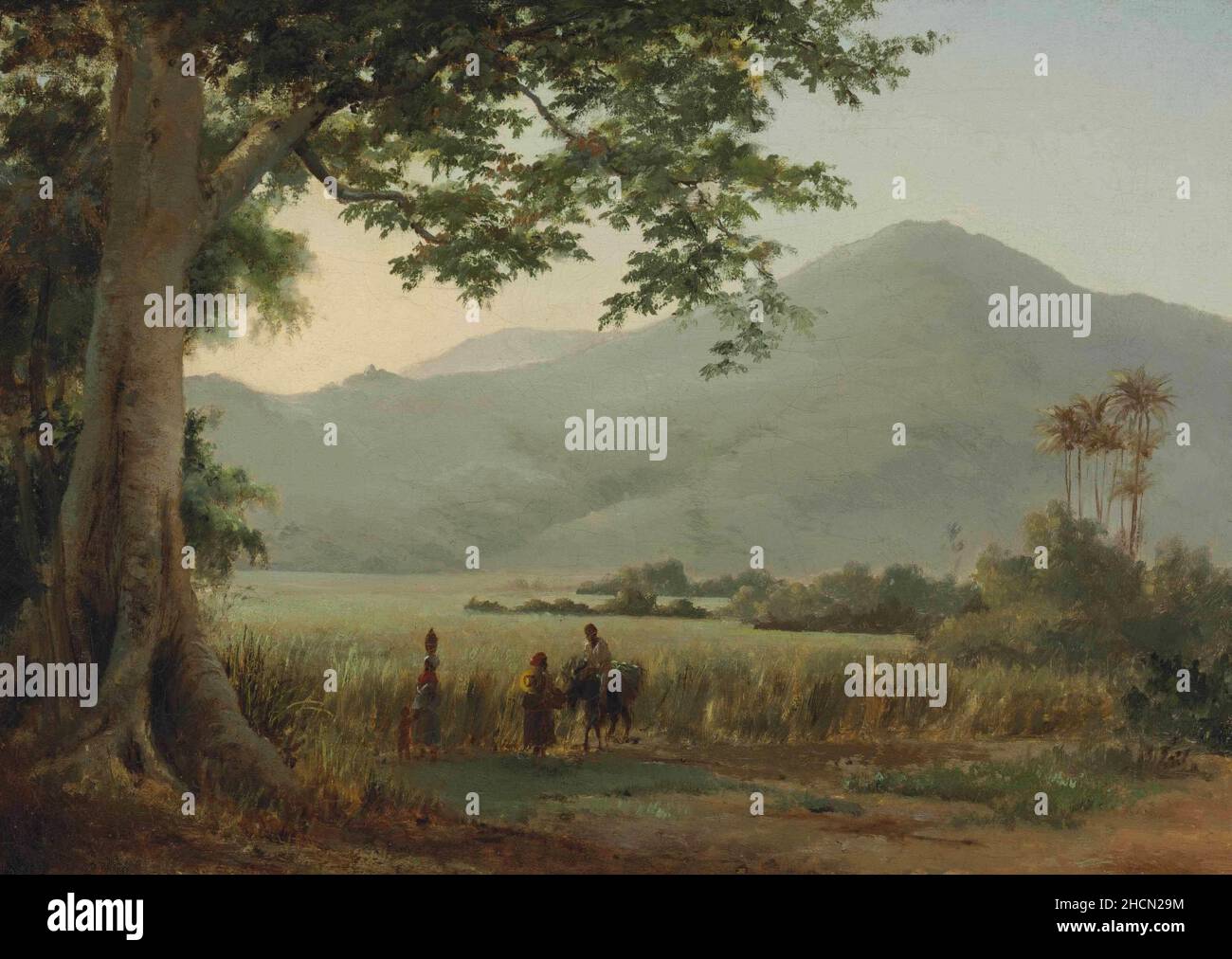 Persone che parlano da un Sentiero, un'opera del pittore impressionista/post-impressionista francese Camille Pisarro Foto Stock