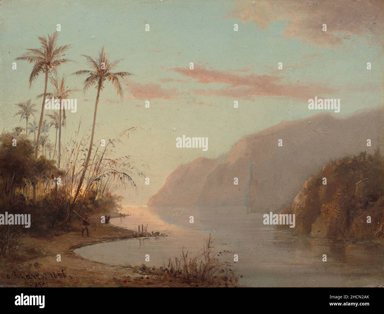 Insenatura con palme, una prima opera del pittore impressionista/post-impressionista francese Camille Pisarro Foto Stock