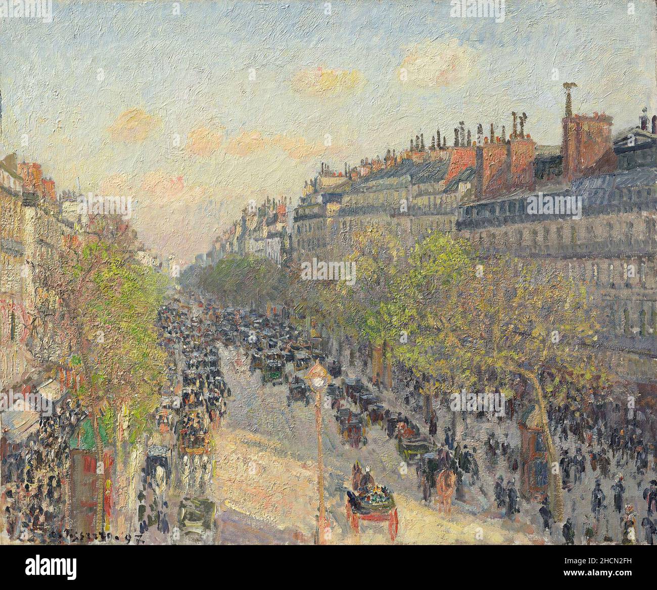 Boulevard Montmartre, crepuscolo del pittore impressionista/post-impressionista francese Camille Pisarro Foto Stock