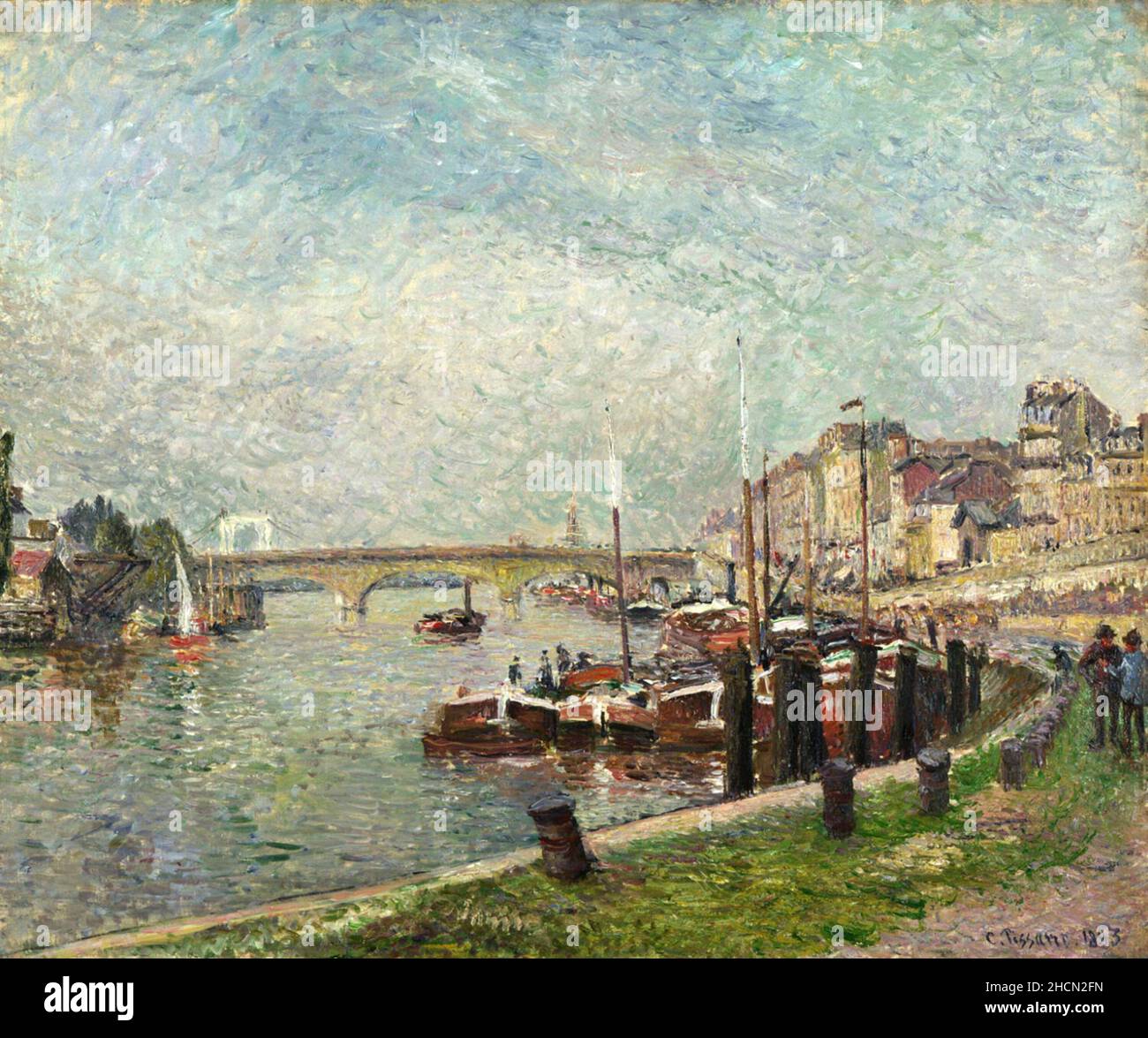 Quai Napoleone alla Senna a Rouen dal pittore impressionista/post-impressionista francese Camille Pisarro Foto Stock
