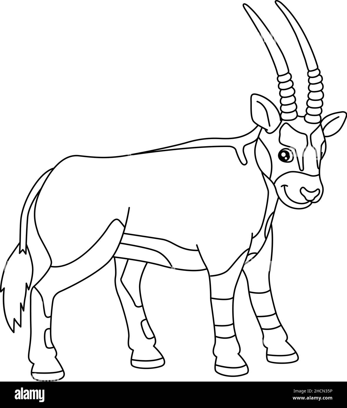 Oryx Coloring Page isolato per i bambini Illustrazione Vettoriale